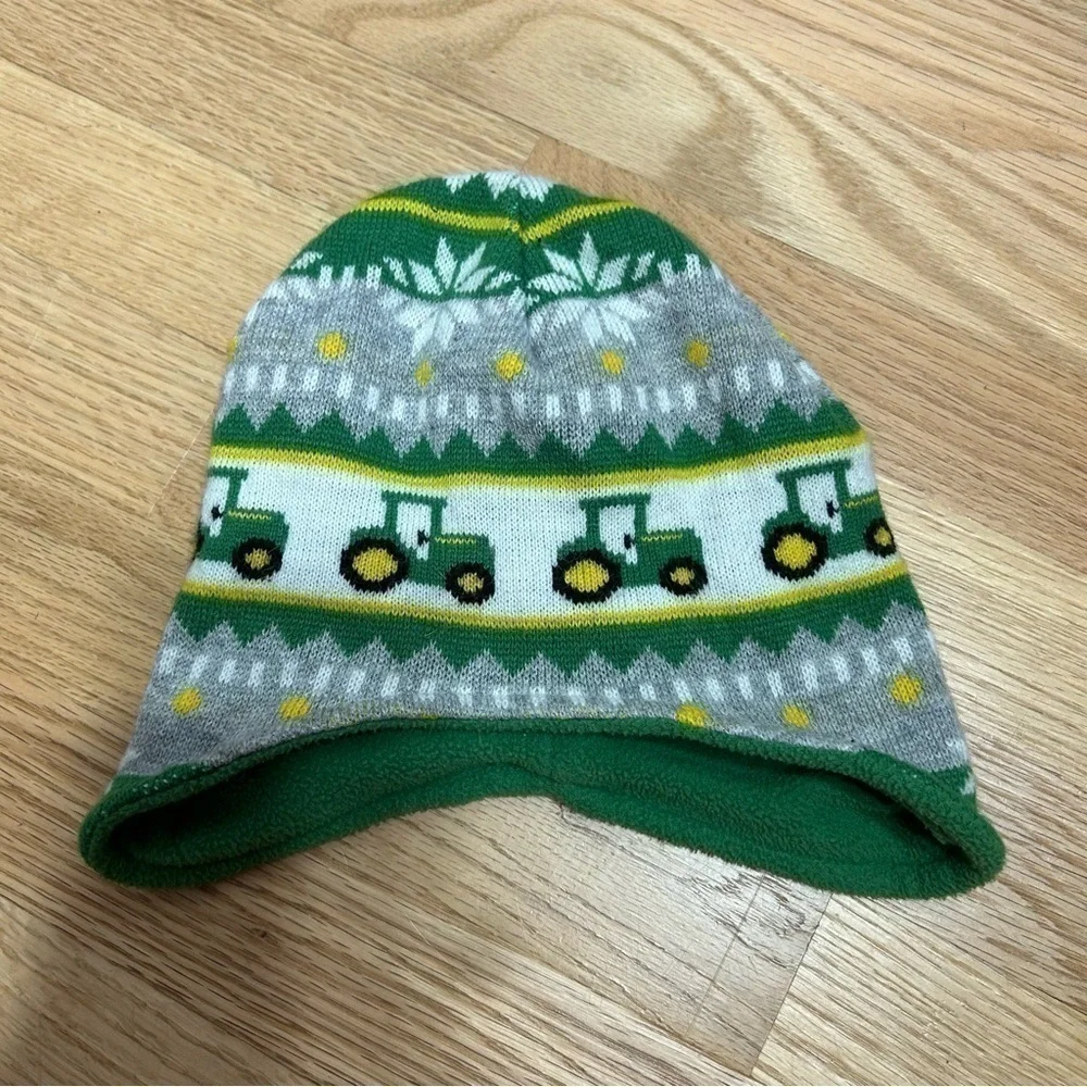 John Deere Knit Hat Winter Baby Tractor Farm Green Yellow